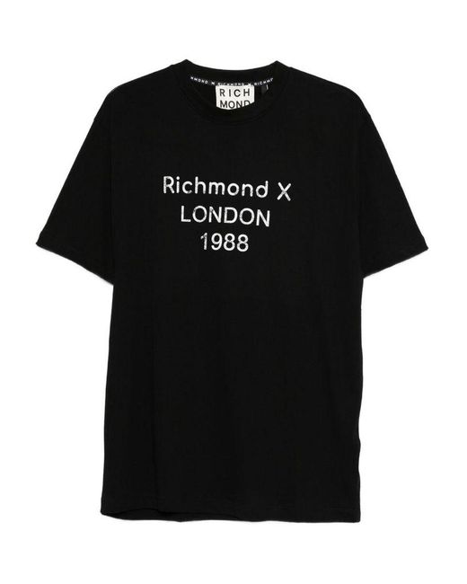 John Richmond Men's Black Crew Neck T-Shirt With Print