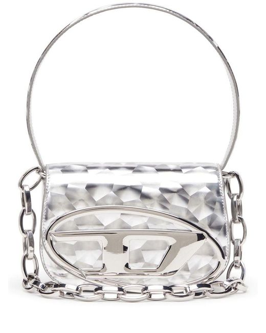 1DR-Iconica borsa a spalla con effetto specchiato di DIESEL in Metallic