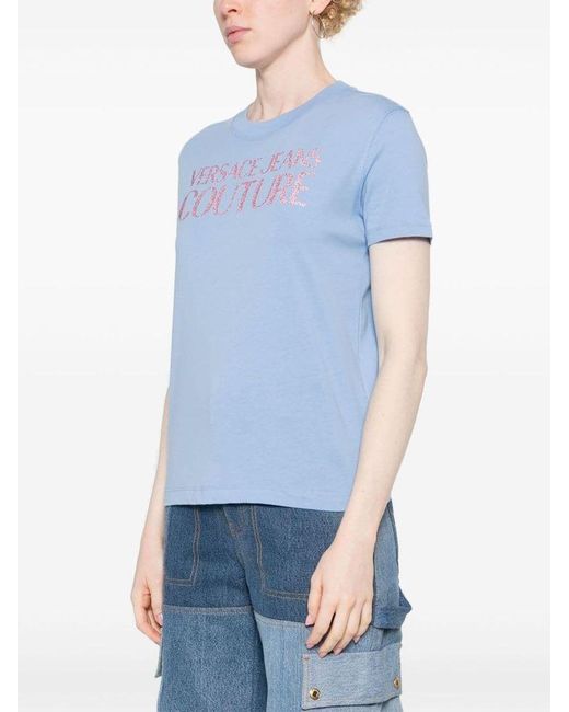 | T-shirt con logo | female | BLU | XS di Versace in Blue