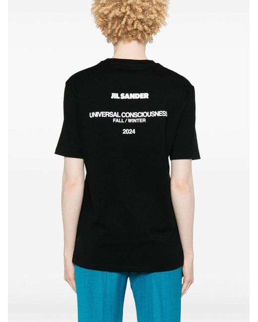 | T-shirt in cotone a maniche corte con logo | female | NERO | XS di Jil Sander in Black