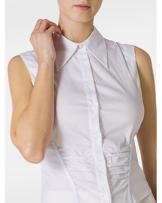 | Camicia Clio in cotone arricciata frontale | female | BIANCO | 44 di Pinko in White
