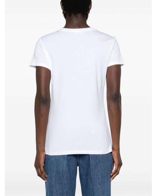 | T-shirt in cotone con stampa logo e floreale frontale | female | BIANCO | S di Liu Jo in White