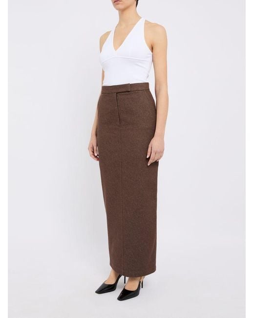 Max Mara Brown 'Panosa' Cotton Midi Skirt