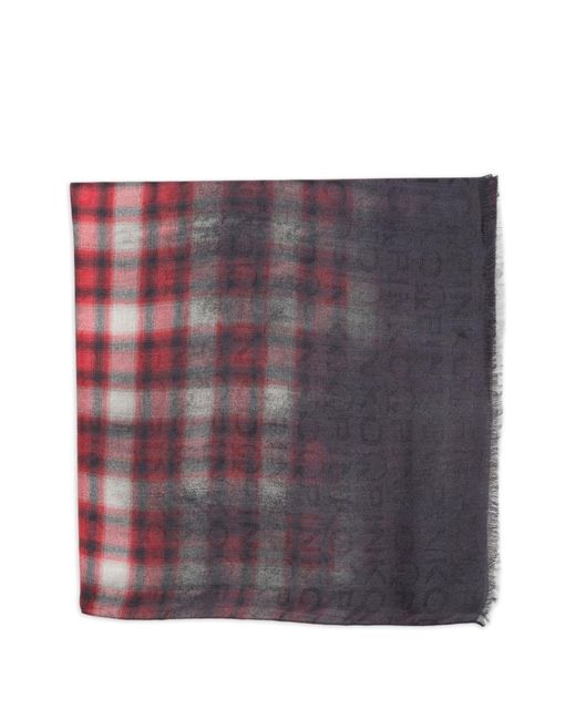 Sciarpa Foulard Rueda A Quadri Rossi Con Sfumature di Pinko in Purple