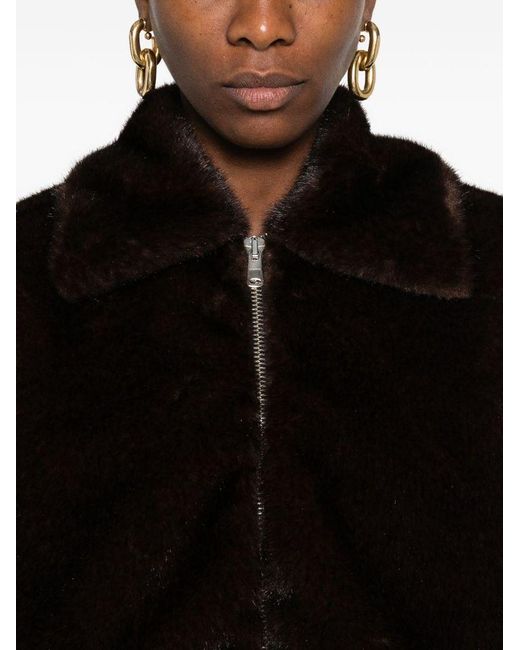 Coperni Black Faux Fur Bomber Jacket With Zip