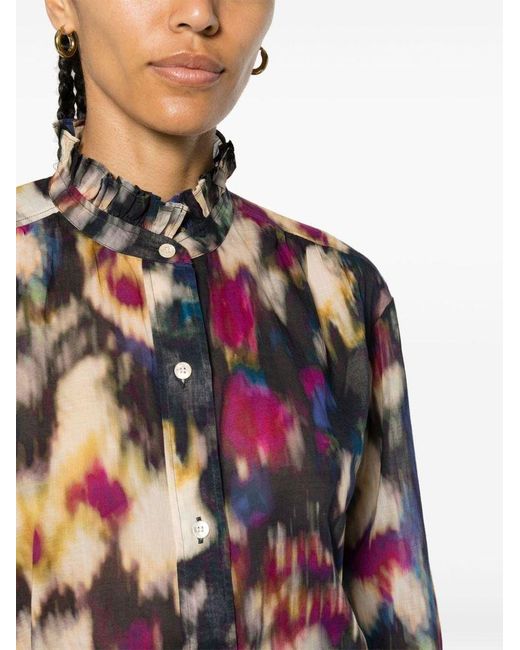 Camicia Gamble con fantasia tie dye di Isabel Marant in Black