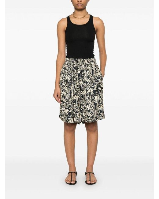 Laneus Black Pattern Bermuda Shorts for men