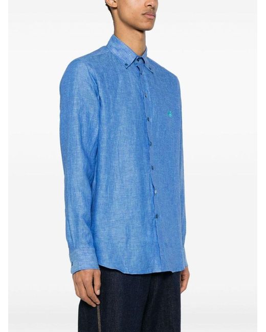 Camicia Pegaso con ricamo di Etro in Blue da Uomo