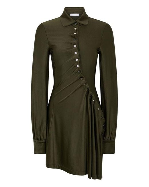 Rabanne Women's Green Button Draped Dress