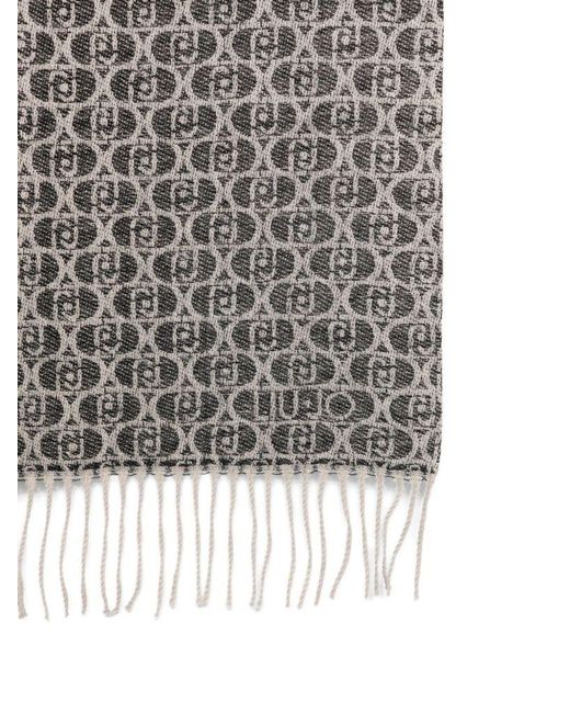 Monogram Fringed Scarf di Liu Jo in Gray