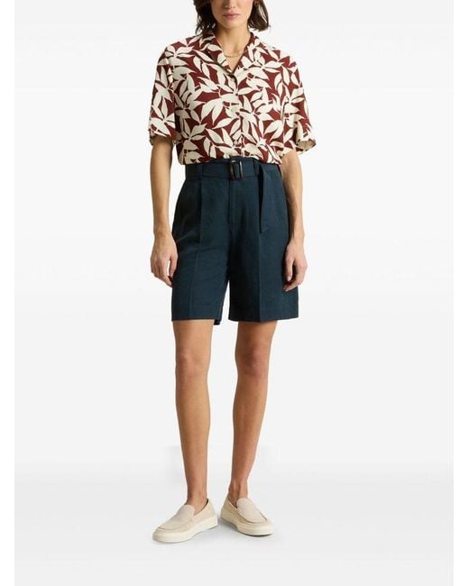 Woolrich Blue Blended Linen Shorts