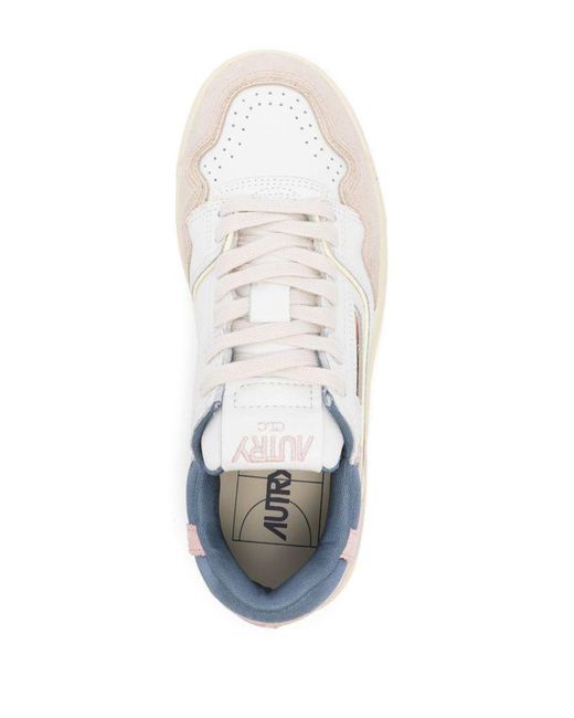 Autry White Sneakers Clc Low Leather And Suede And Peach Whip