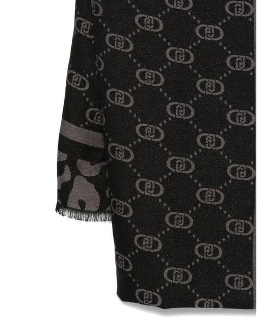 Liu Jo Black Monogram Print Scarf