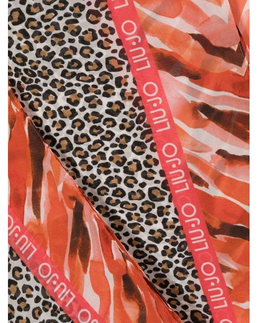 | Foulard con stampa leopardata e logo | female | MULTICOLORE | UNI di Liu Jo in Red