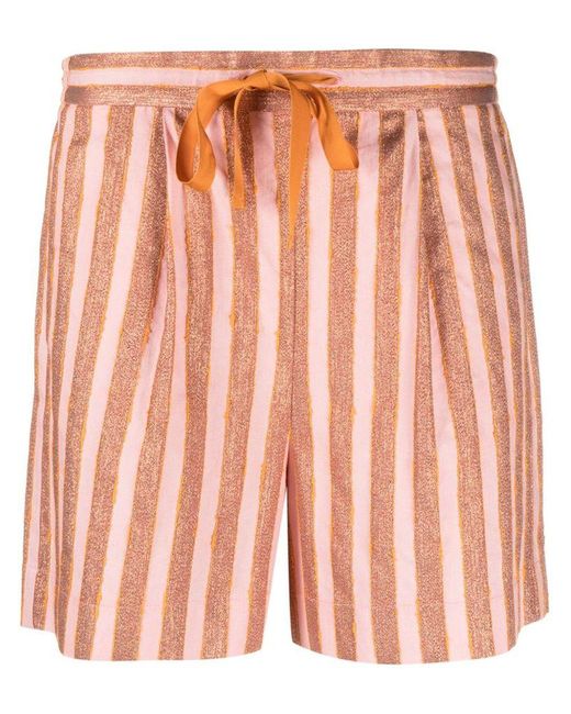 | Shorts a righe in cotone e lino con lurex | female | ROSA | II di Forte Forte in Pink