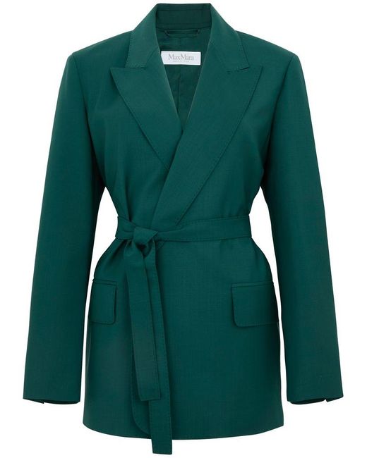 Max Mara Green Virgin Wool 'Talento' Single-Breasted