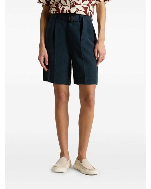 Woolrich Blue Blended Linen Shorts