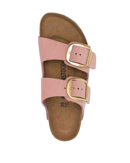 Birkenstock Pink Contoured Leather Sandals With Elegant Buckles