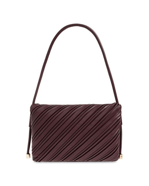 Borsa Elegante Bordeaux Con Texture A Coste E Fibbia Dorata di Victoria Beckham in Purple
