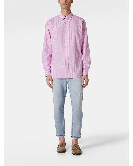 | Camicia in cotone con motivo a righe e logo | male | ROSA | XL di Polo Ralph Lauren in Pink da Uomo