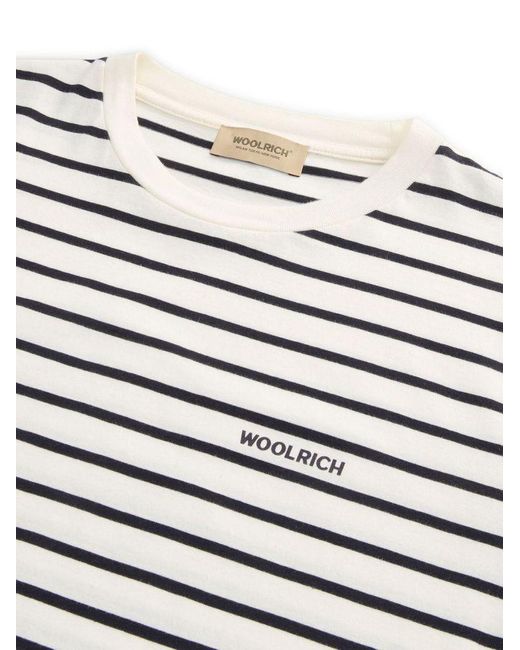 T-Shirt A Righe di Woolrich in White da Uomo