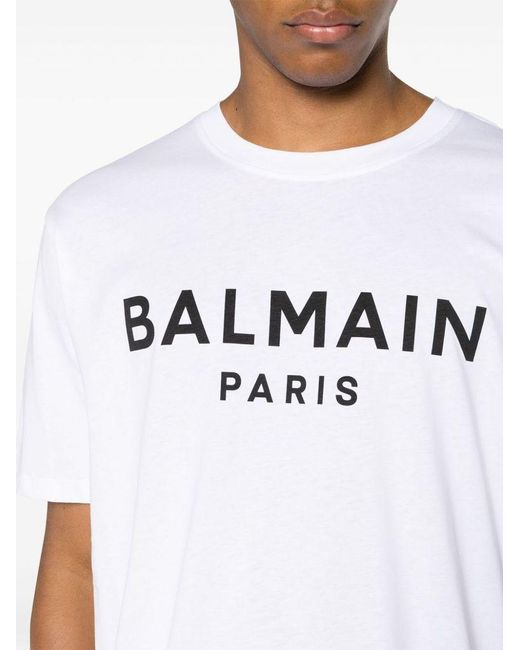 | T-shirt in cotone con logo stampato frontale | male | BIANCO | XXL di Balmain in White da Uomo