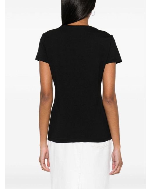 | T-shirt in cotone con logo e stampa con strass | female | NERO | M di Liu Jo in Black