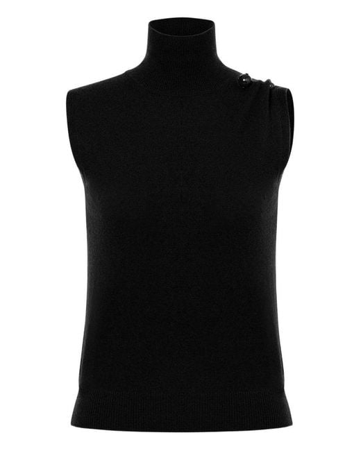 Alberta Ferretti Black Cashmere Top With A Funnel Neck