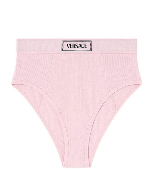 Slip con banda logo di Versace in Pink