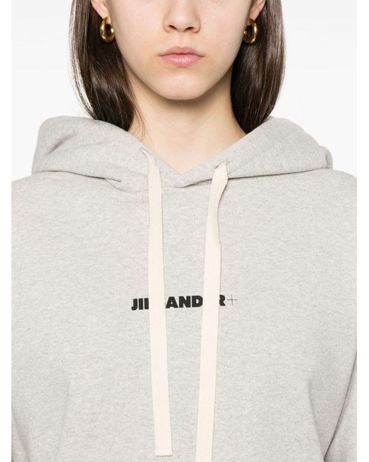 Felpa Con Cappuccio E Logo di Jil Sander in White
