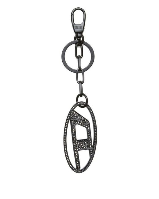 DIESEL White Rhinestone Keychain