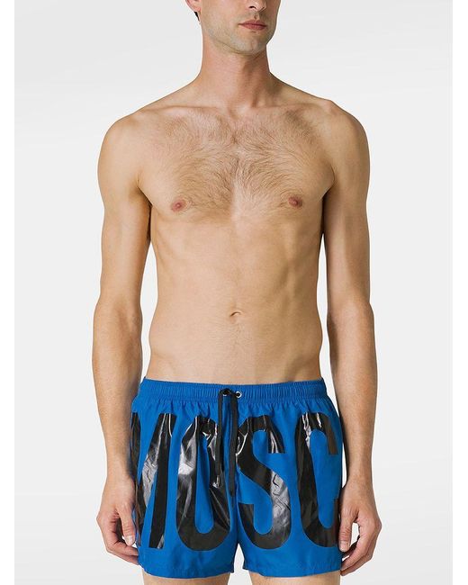 | Costume con logo stampato e vita elasticizzata | male | BLU | XL di Moschino in Blue da Uomo