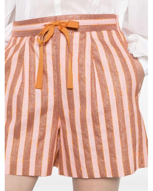 | Shorts a righe in cotone e lino con lurex | female | ROSA | II di Forte Forte in Pink