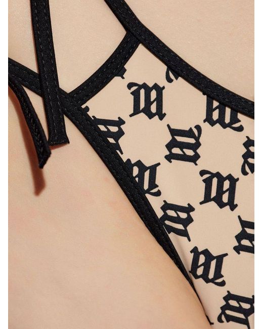 Slip Bikini Con Monogramma di M I S B H V in Natural
