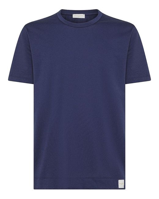 | T-shirt girocollo a maniche corte in cotone | male | BLU | XL di Daniele Fiesoli in Blue da Uomo