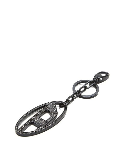 DIESEL White Rhinestone Keychain