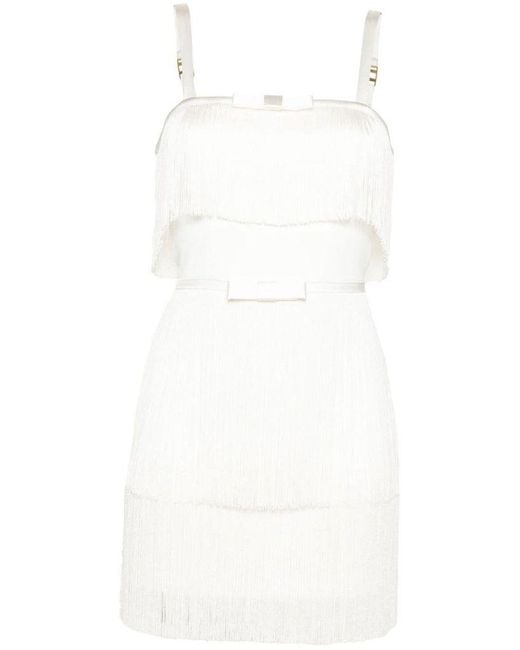 | Abito corto con franghe e fiocco | female | BIANCO | 42 di Elisabetta Franchi in White