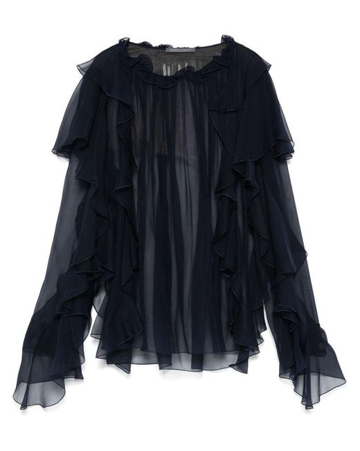 Alberta Ferretti Blue Ruffled Blouse