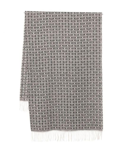 Monogram Fringed Scarf di Liu Jo in Gray
