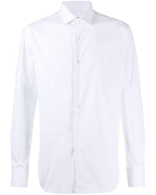 Camicia Bianca A Maniche Lunghe di Xacus in White da Uomo