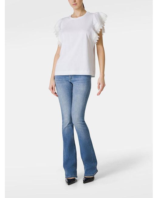 | T-shirt in cotone con maniche corte con ricamo | female | BIANCO | S di Twin Set in White