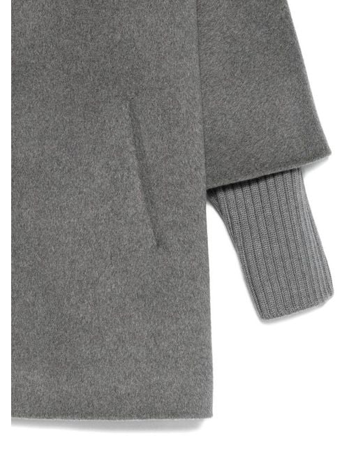 Cinzia Rocca Gray Coat With Knitted Details