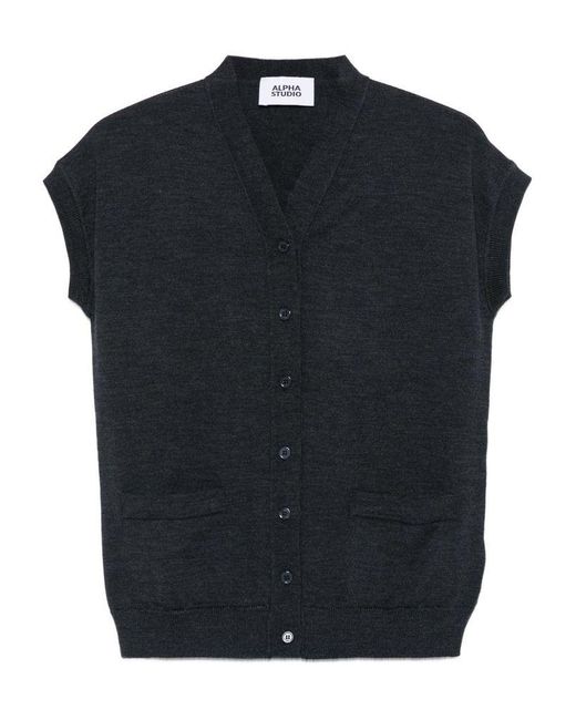Alpha Studio Blue Vest With Buttons