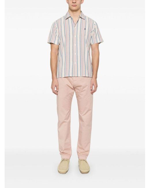 White Sand Natural Trousers With Belt And Elastic for men