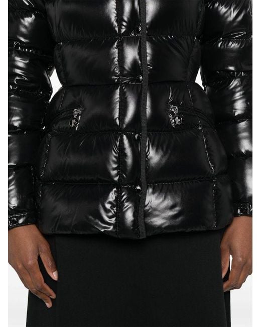 Moncler Black Glossy 'Barante' Down Jacket With Hood