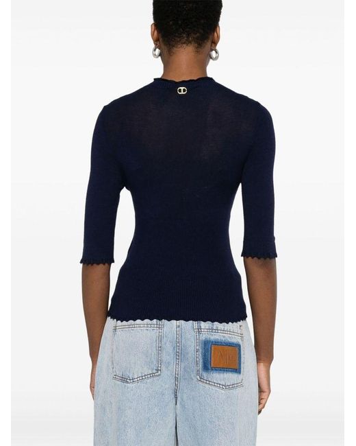 Maglia Con Maniche A Mezza Lunghezza di Twinset in Blue