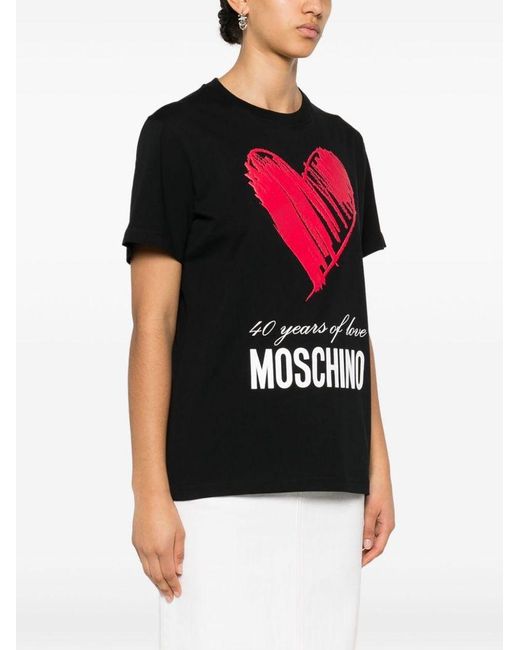 T-Shirt Con Stampa di Moschino in Black