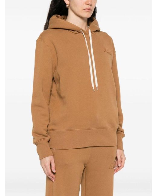 Felpa Con Cappuccio E Logo di Autry in Brown