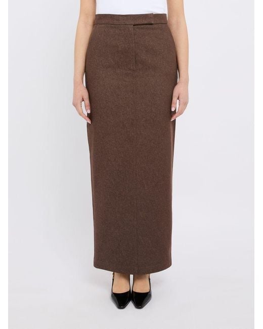 Max Mara Brown 'Panosa' Cotton Midi Skirt