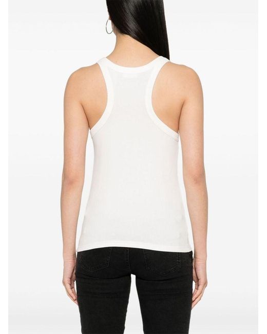 | T-shirt in viscosa senza maniche con logo e strass | female | BIANCO | L di Liu Jo in White